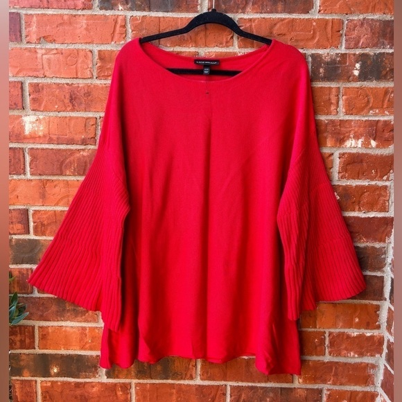 Lane Bryant Womens 22/24 Red Ribbed Flare Wide Sleeve Sweater - Picture 9 of 9